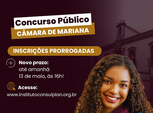 As inscrições poderão ser realizadas até às 16h do dia 13 de maio de 2025 (terça-feira)
