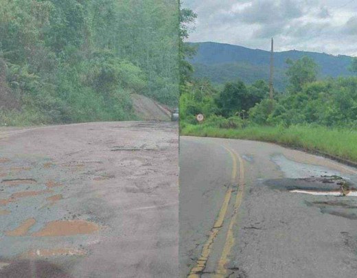 Estrada Real: motoristas têm dificuldades para desviar de buracos na MG-129