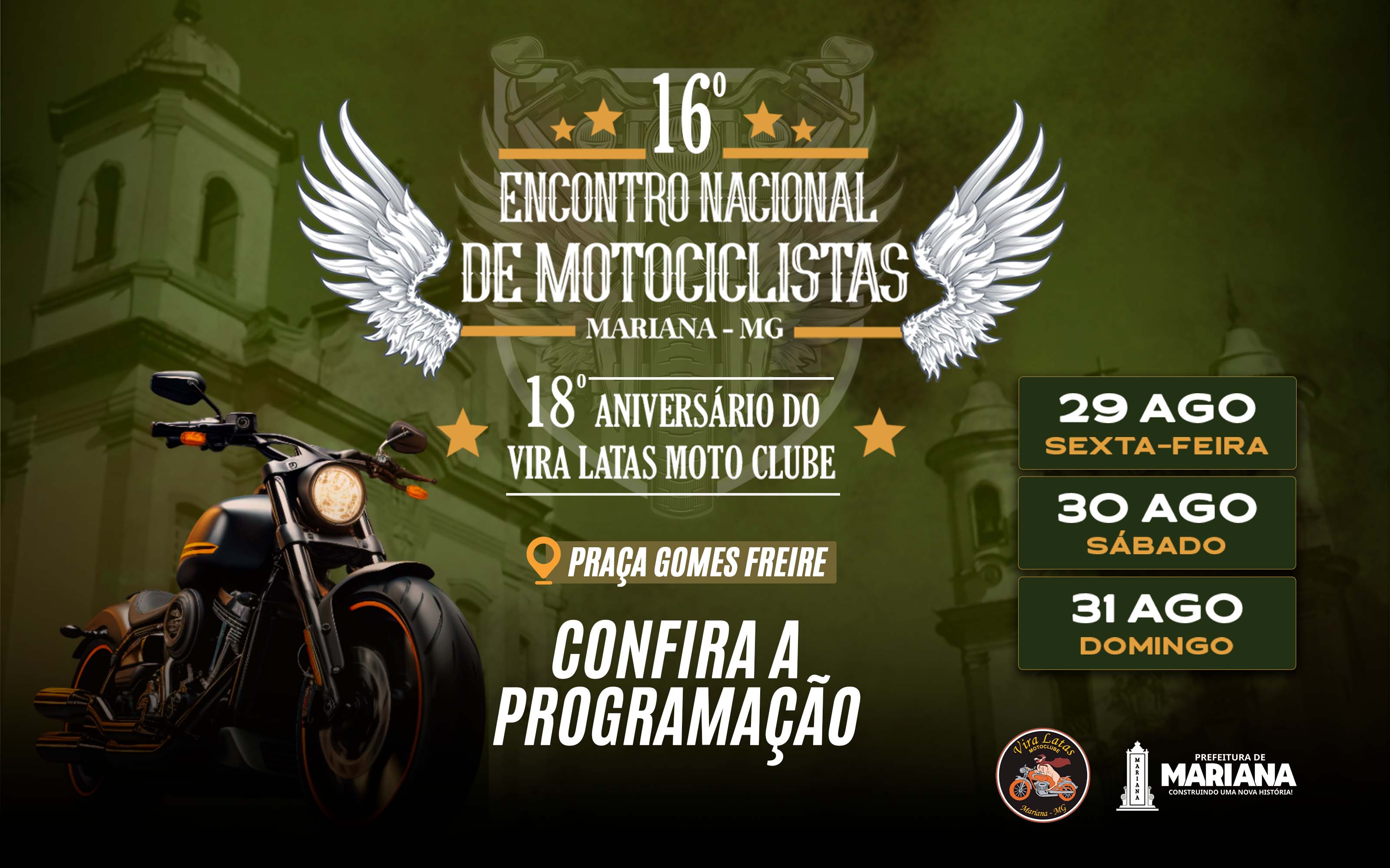 Mariana recebe o 16º Encontro Nacional de Motociclistas neste final de semana