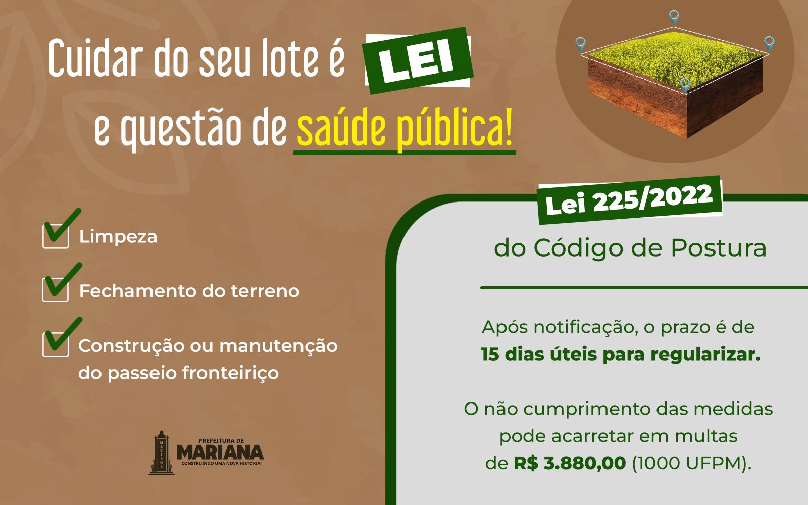 Prefeitura de Mariana notifica proprietários de lotes vagos