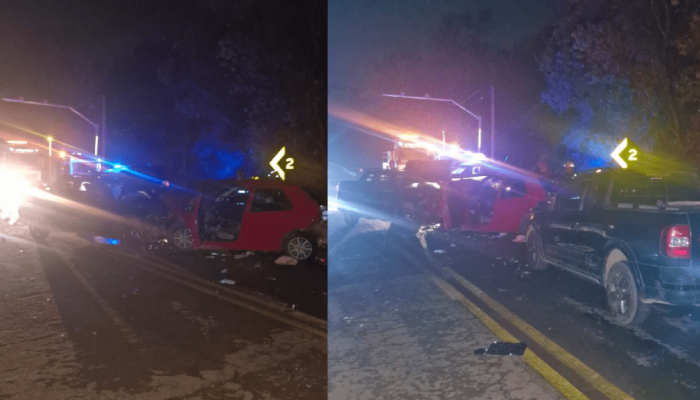 Colisão envolveu três carros em Itabirito; uma das vítimas ficou em estado grave e foi levada ao Hospital João XXIII