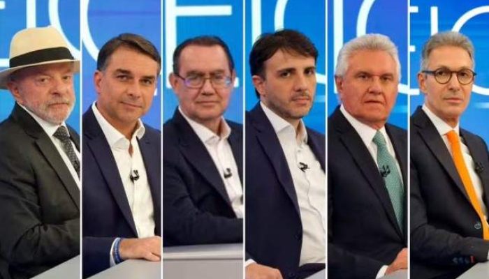 Lula, Flávio, Cury, Renan, Caiado e Zema — Foto: Globo