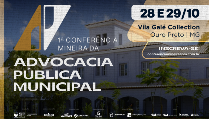 Evento será realizado nos dias 28 e 29 de outubro, em Ouro Preto, e reúne autoridades, especialistas e representantes de diferentes esferas da advocacia pública