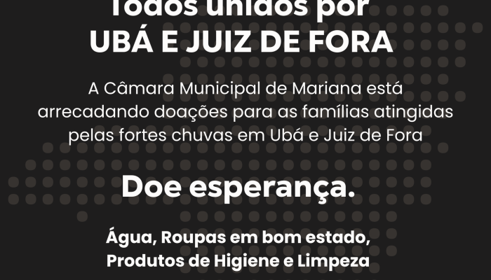 SOS MINAS - Campanha pelas vítimas das chuvas em Ubá e Juiz de Fora
