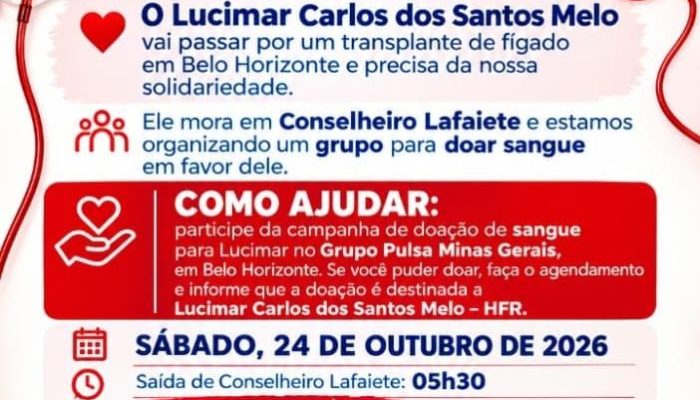 Morador de Lafaiete precisa de sangue e mobiliza corrente de solidariedade para transplante Publi...