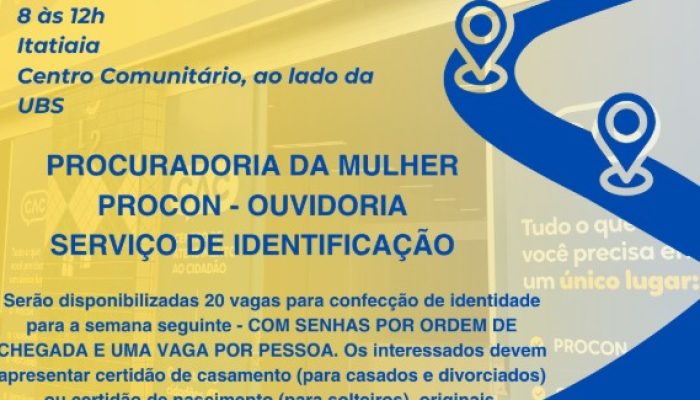 CAC Itinerante leva serviços gratuitos à comunidade de Itatiaia nesta quarta-feira Publicado em...