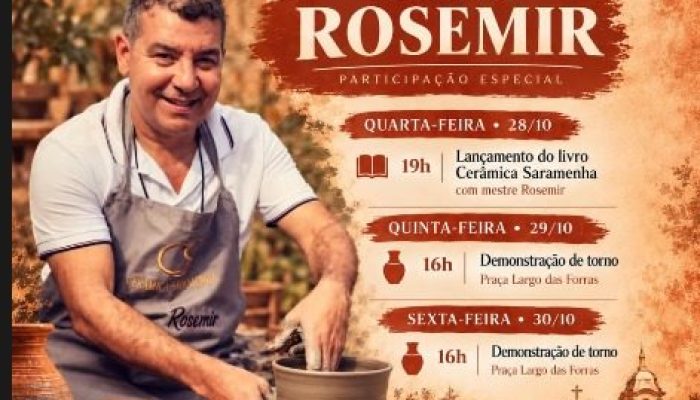 Mestre Rosemir representa Conselheiro Lafaiete e lança livro na 7ª edição do Festival de Cerâmica de Tiradentes